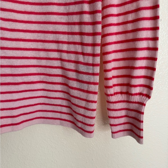 GAP S Pink Striped Linen Blend v-neck Sweater - Picture 5 of 9